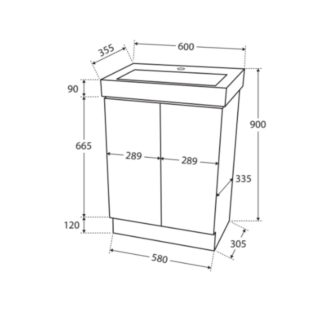 Fienza Regent Slim Floor Standing Vanity - 600mm