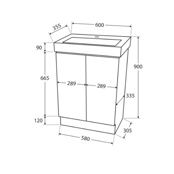 Fienza Regent Slim Floor Standing Vanity - 600mm