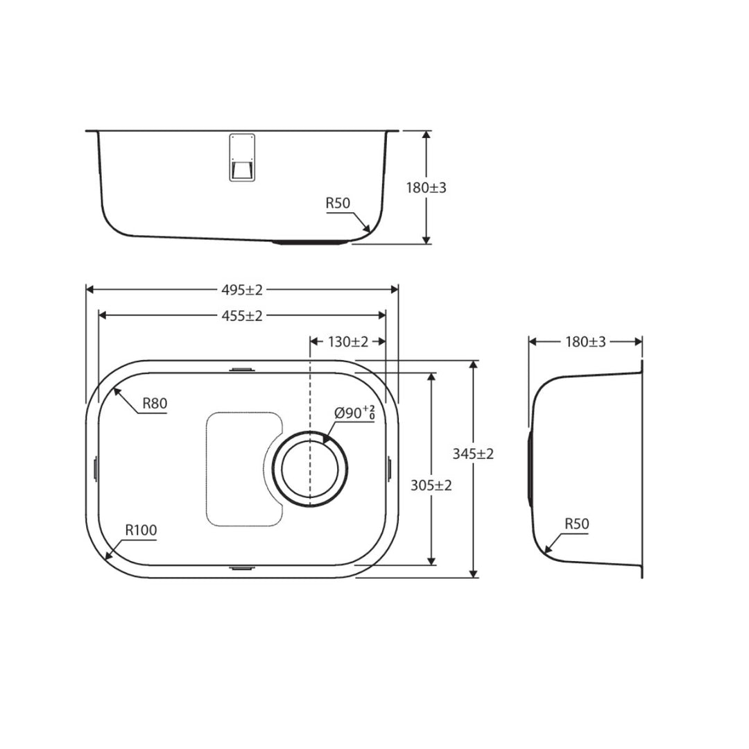 Fienza Tiva 345 Kitchen Sink Single Bowl