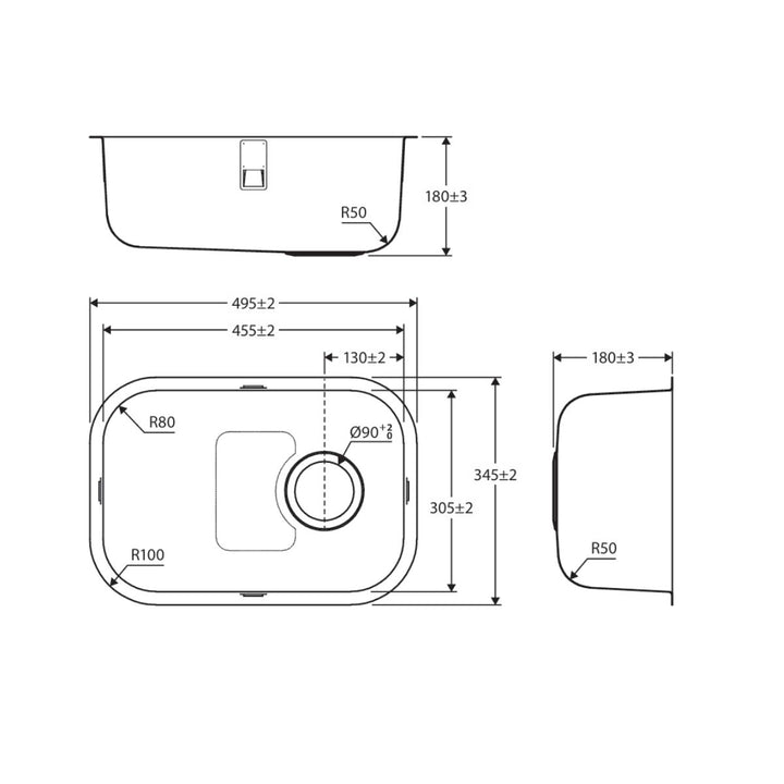 Fienza Tiva 345 Kitchen Sink Single Bowl