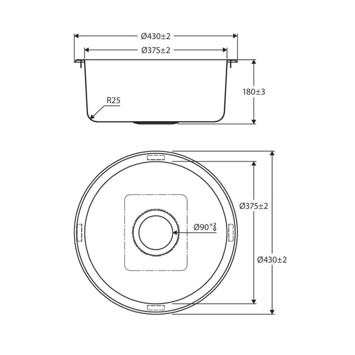 Fienza Tiva Round Kitchen Sink NTH 430mm