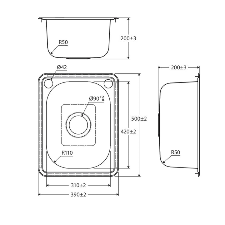 Fienza Tiva 22L Laundry Sink 2TH 500 x 390mm