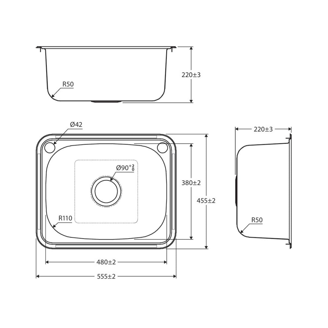 Fienza Tiva 35L Laundry Sink 2TH 555 x 455mm