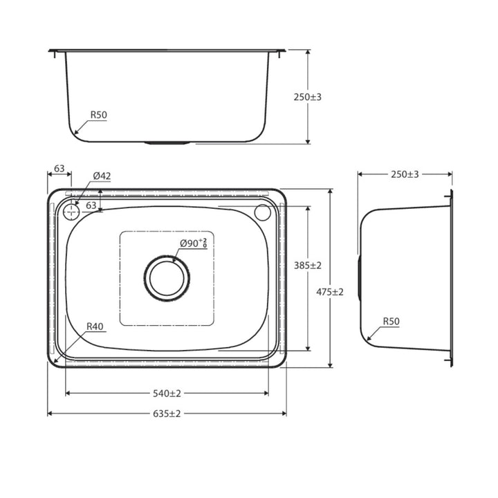 Fienza Tiva 45L Laundry Sink 2TH 635 x 475mm