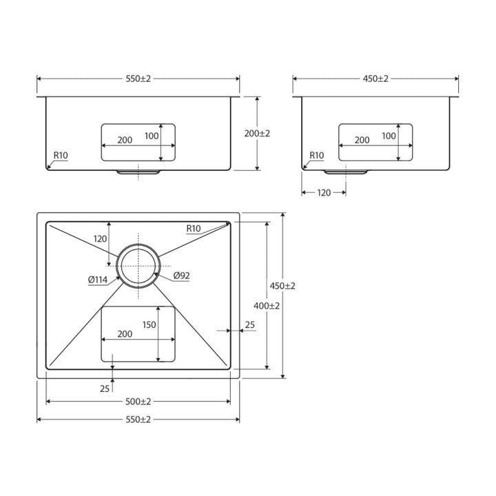 Fienza Hana 40L Anti-Scratch Single Bowl Kitchen Sink NTH 550 x 450mm