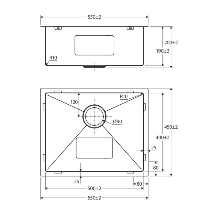 Fienza Hana 40L Single Bowl Kitchen Sink NTH 550 x 450mm