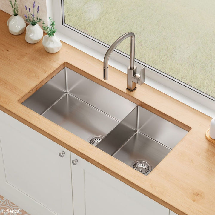 Fienza Hana 40L/27L Double Bowl Kitchen Sink NTH 892 x 450mm