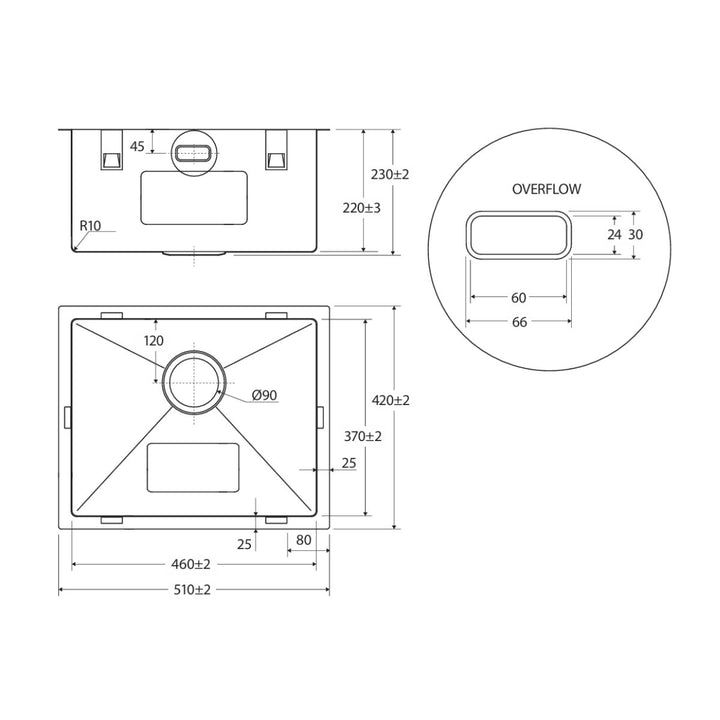 Fienza Hana 39L Laundry Sink 510 x 420mm