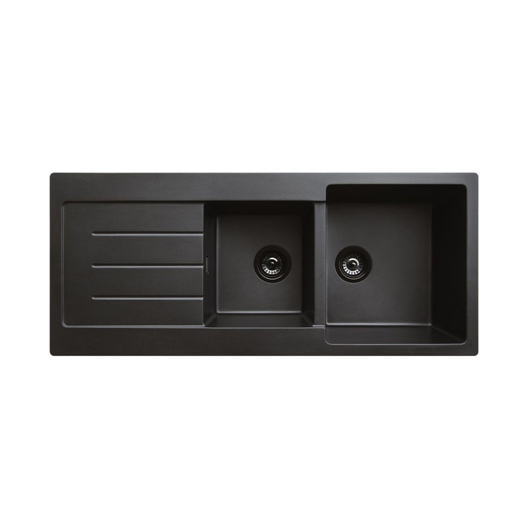Fienza Kuro Granite 29L/19L Double Kitchen Sink with Drainer