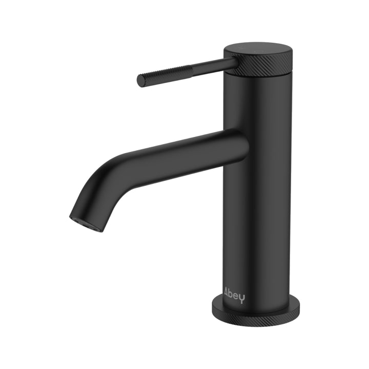 Abey Poco Knurled Basin Mixer Lead Free Matte Black