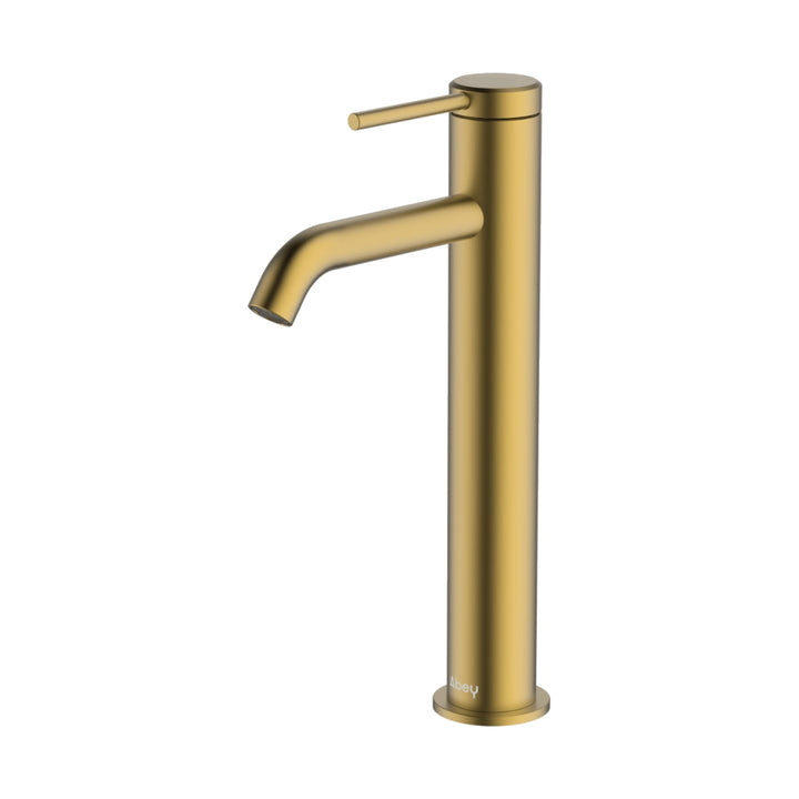 Abey Poco Tall Basin Mixer Lead Free Brushed Brass