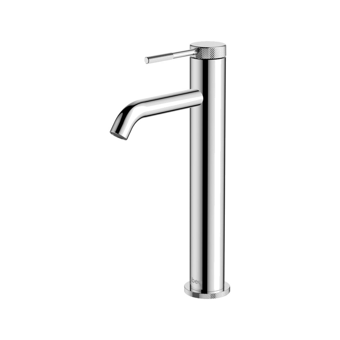 Abey Poco knurled tall lead-free vessel mixer tap in polished chrome finish