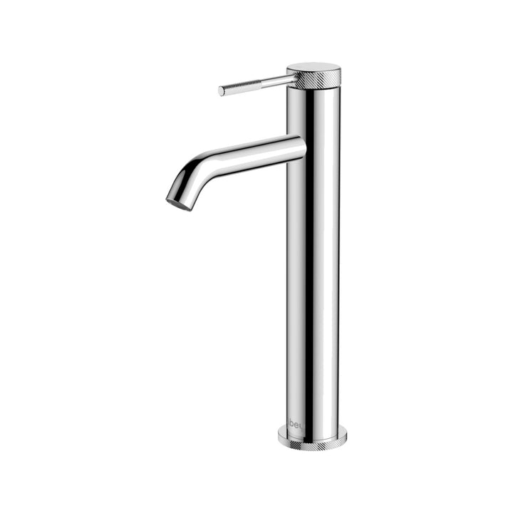 Abey Poco knurled tall lead-free vessel mixer tap in polished chrome finish