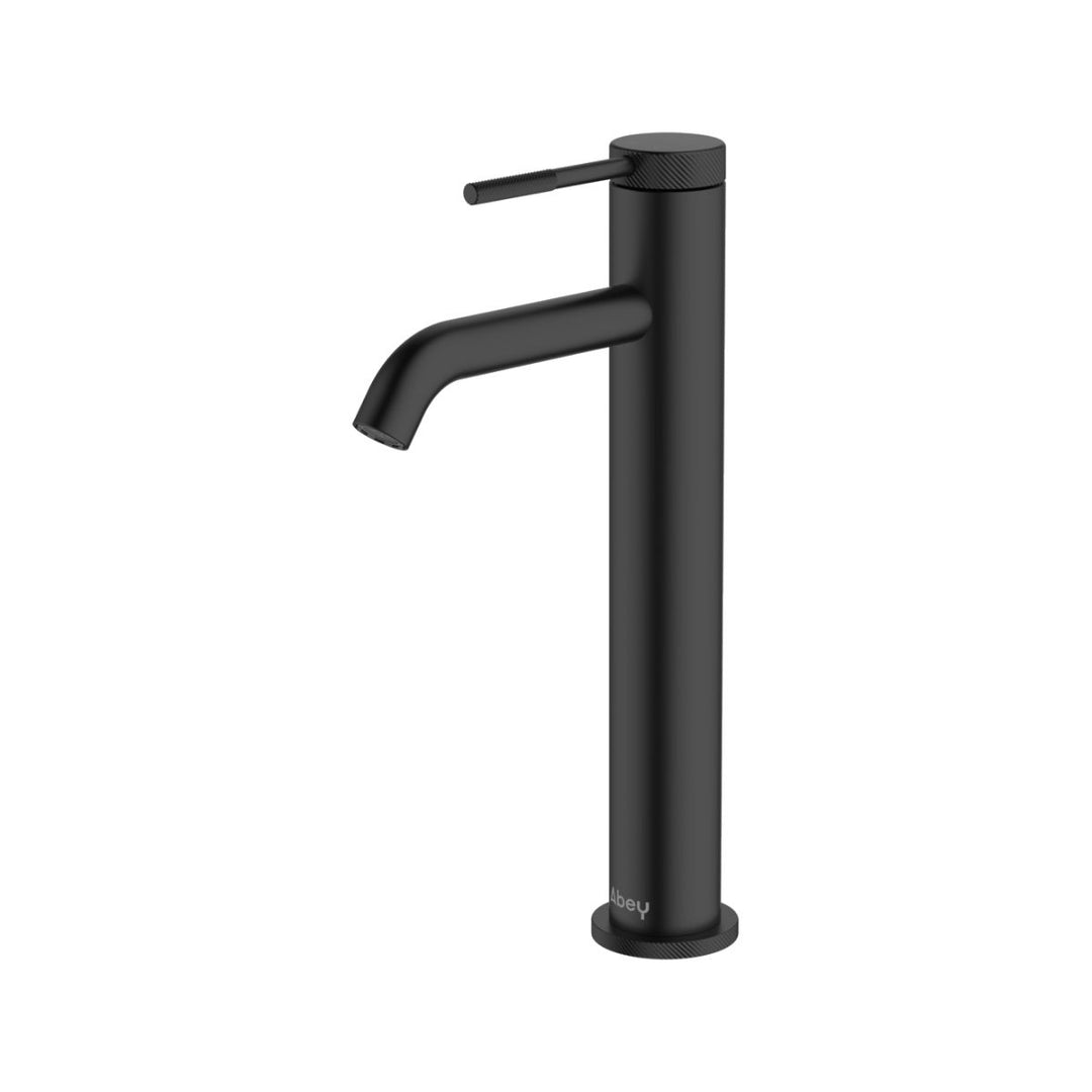 Abey Poco Knurled Tall Basin Mixer Lead Free vessel mixer tap in a modern chrome finish