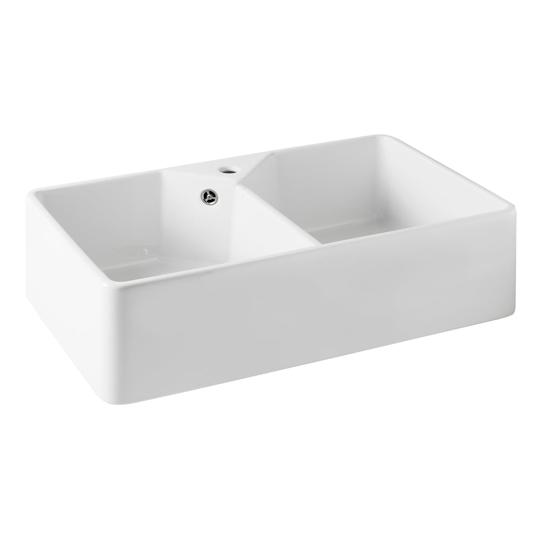 Turner Hastings Chester 80x50 Flat Front Fine Fireclay Butler Sink + Overflow - Design 10
