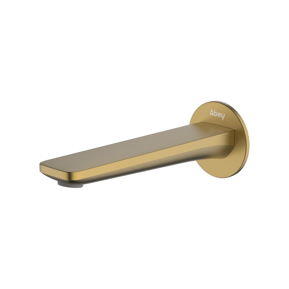Abey Vela 165mm Wall Basin Spout Lead Free Brushed Brass
