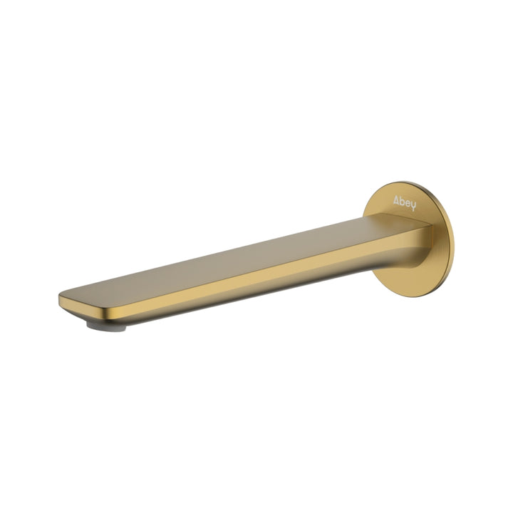 Abey Vela 220mm Wall Basin Spout Lead Free Brushed Brass