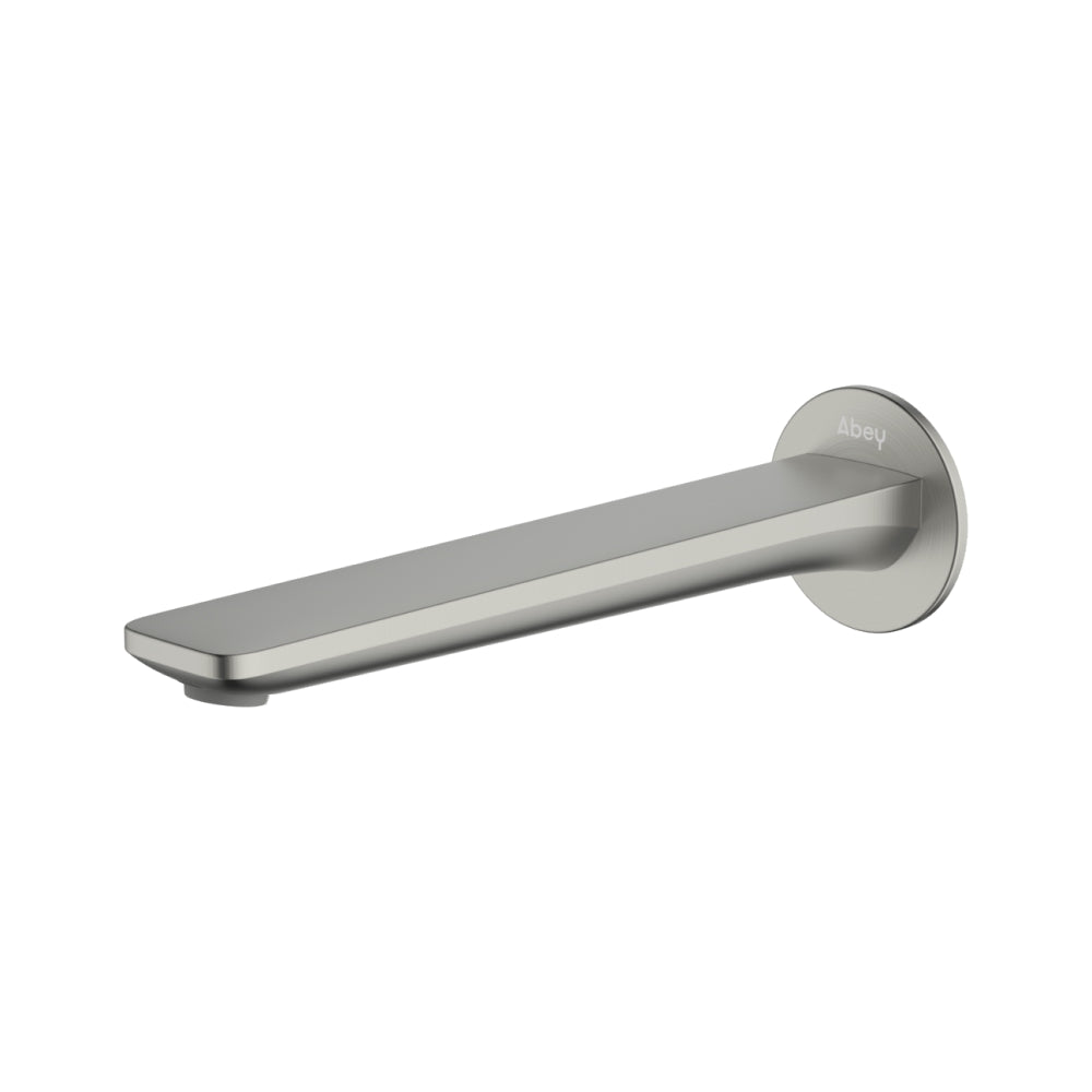 Abey Vela 220mm Wall Basin Spout Lead Free Brushed Nickel
