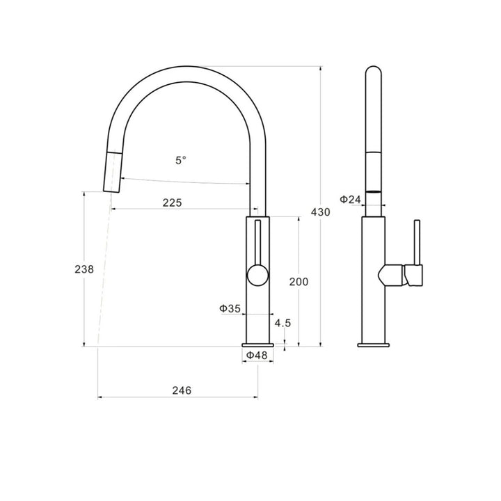 Vito Bertoni ALFIE Pull Out Sink Mixer Lead Free