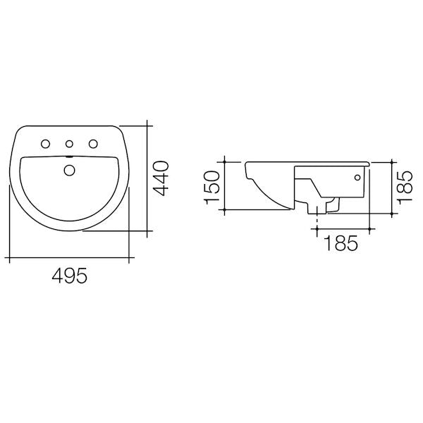 Caroma Cosmo Semi-Recessed Basin