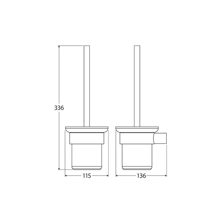 Fienza Empire Slim Toilet Brush and Glass Holder