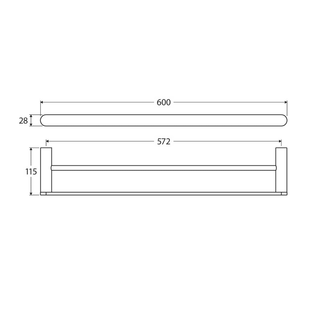Fienza Empire Slim Double Towel Rail 600mm