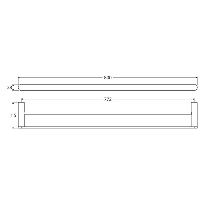 Fienza Empire Slim Double Towel Rail 800mm