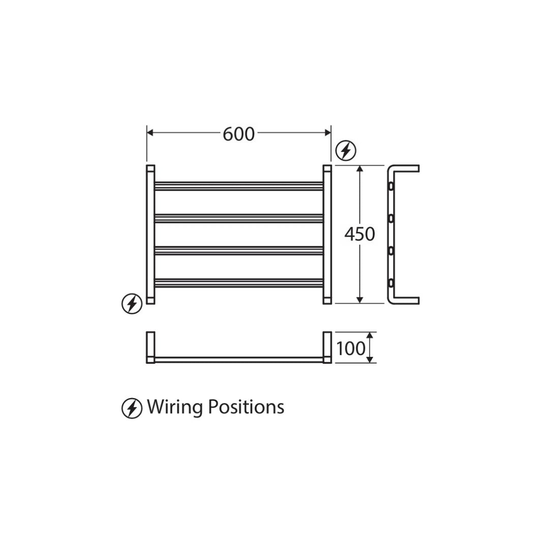 Fienza KOKO 4 Bar Heated Towel Ladder 600mm x 450mm