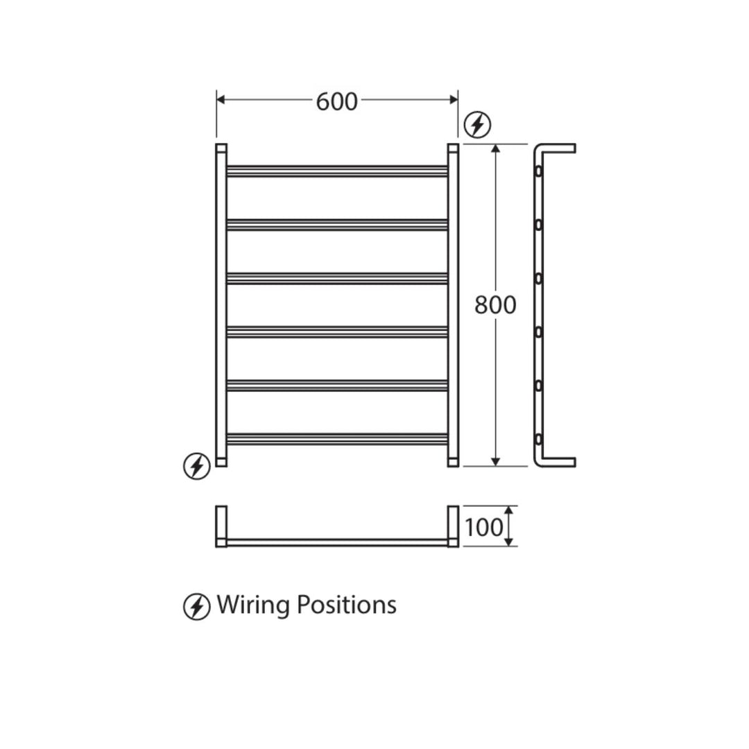 Fienza KOKO 6 Bar Heated Towel Ladder 600mm x 800mm