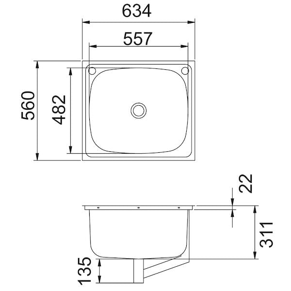 Caroma 70L Flushline Single Laundry Tub