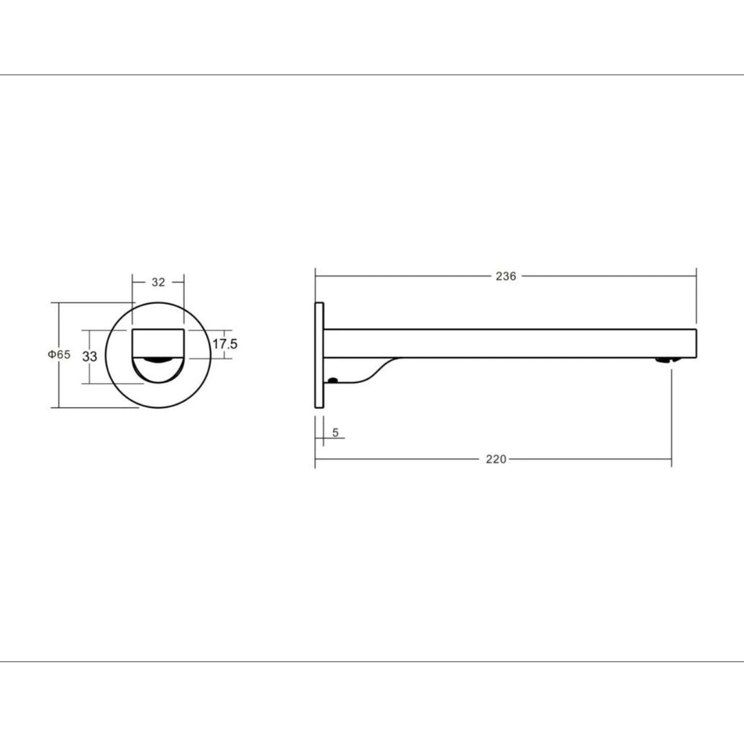 Vito Bertoni KALI2 220mm Wall Bath Spout Lead Free