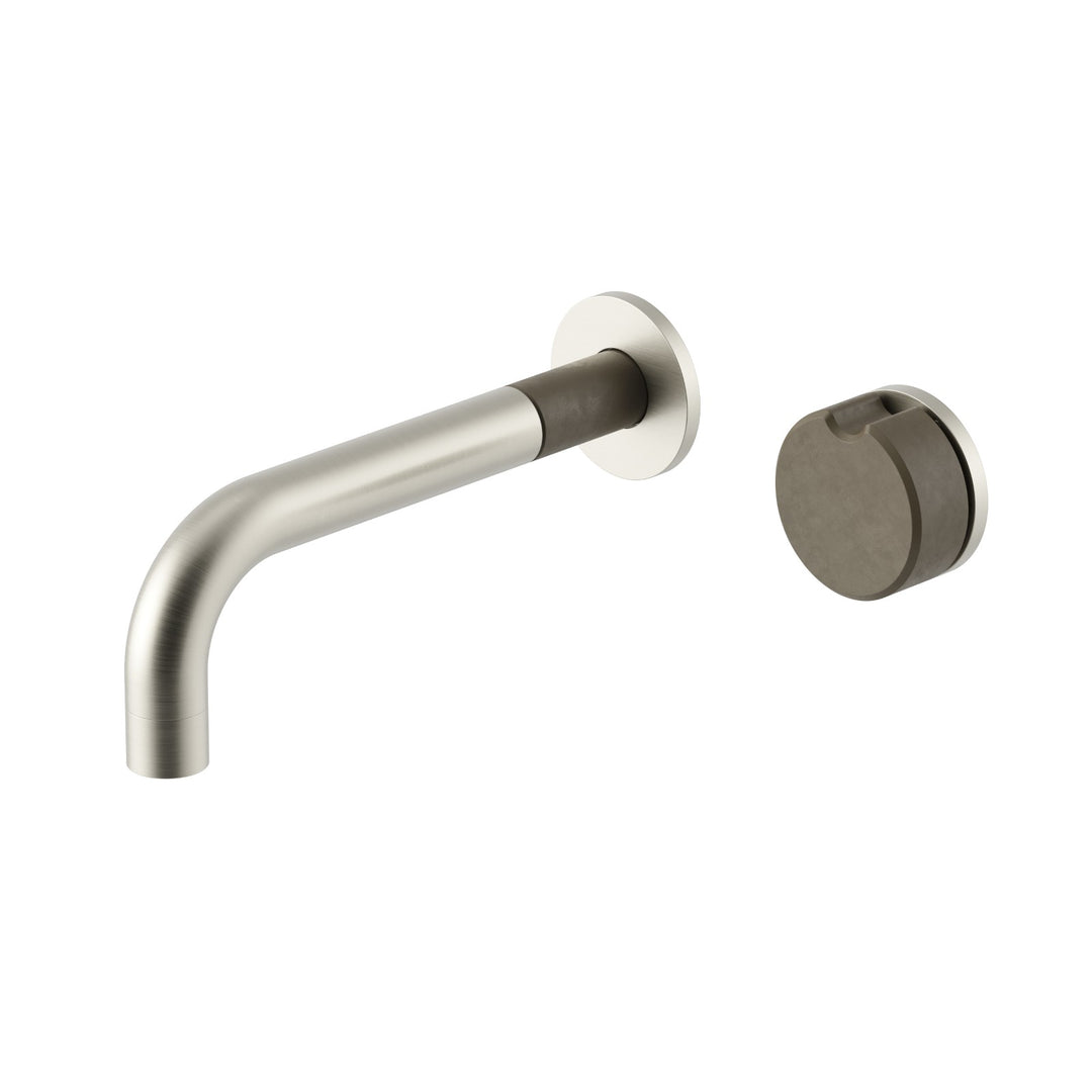 Meir X Nood Co. Alchemy Progressive Wall Basin Mixer Set - Brushed Nickel Olive
