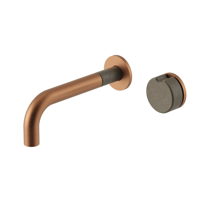 Meir X Nood Co. Alchemy Progressive Wall Basin Mixer Set - Lustre Bronze Olive