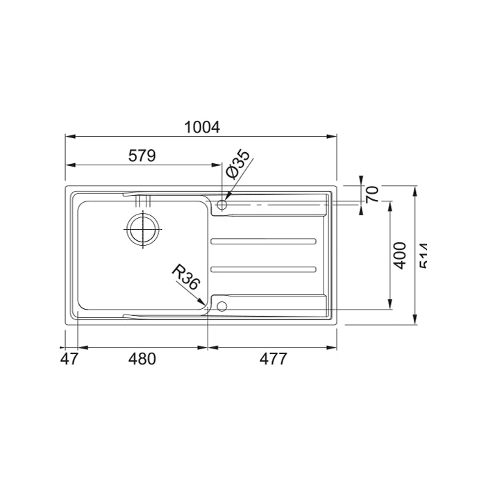 Franke Aton Single Bowl Drainer Sink - Design 10