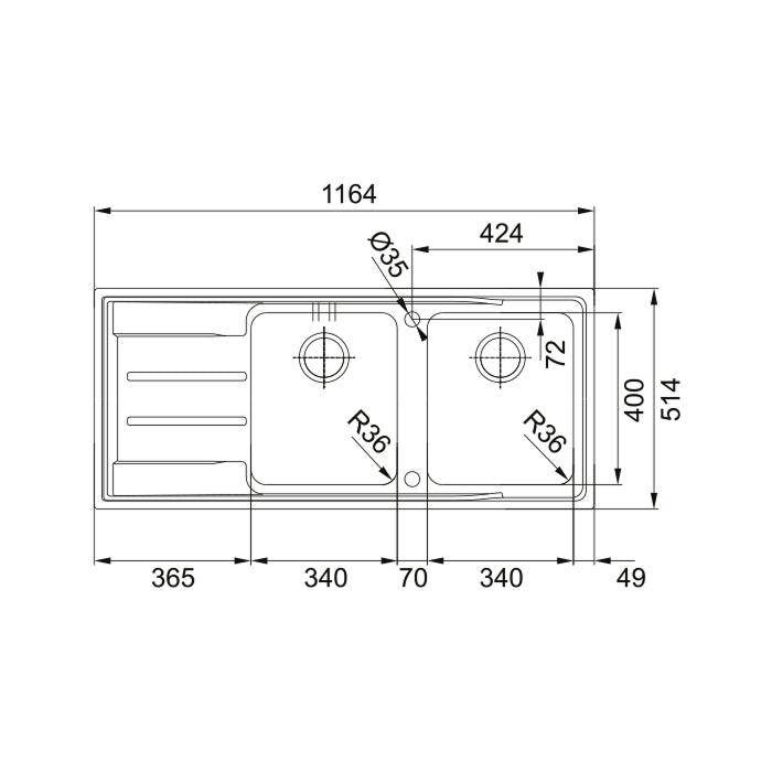 Franke Aton Double Bowl Drainer Sink - Design 10