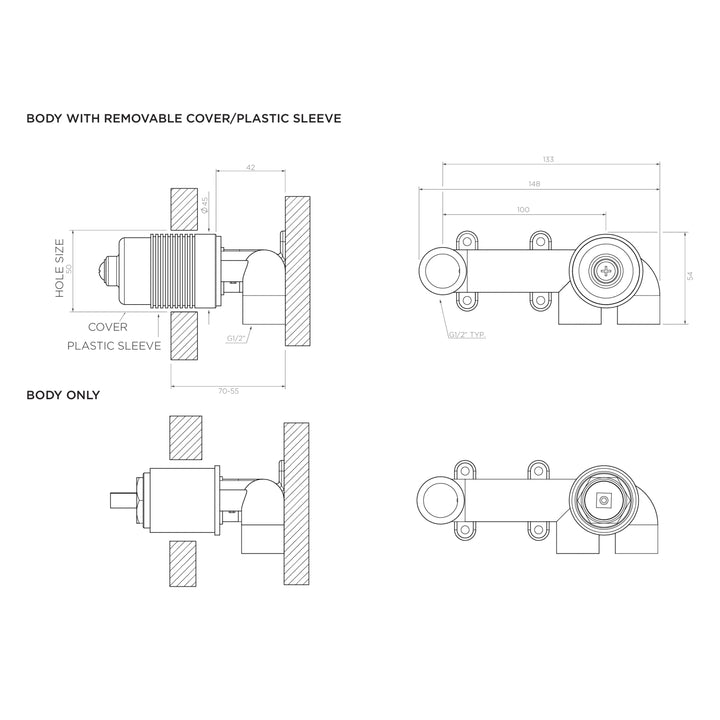 Arcisan Universal In-Wall Body for Basin & Bath Mixer