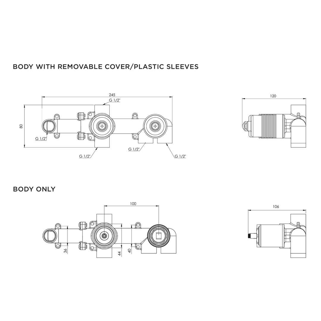 Arcisan Universal In Wall Body for 3 Way Diverter Shower Mixer with Shower Outlet
