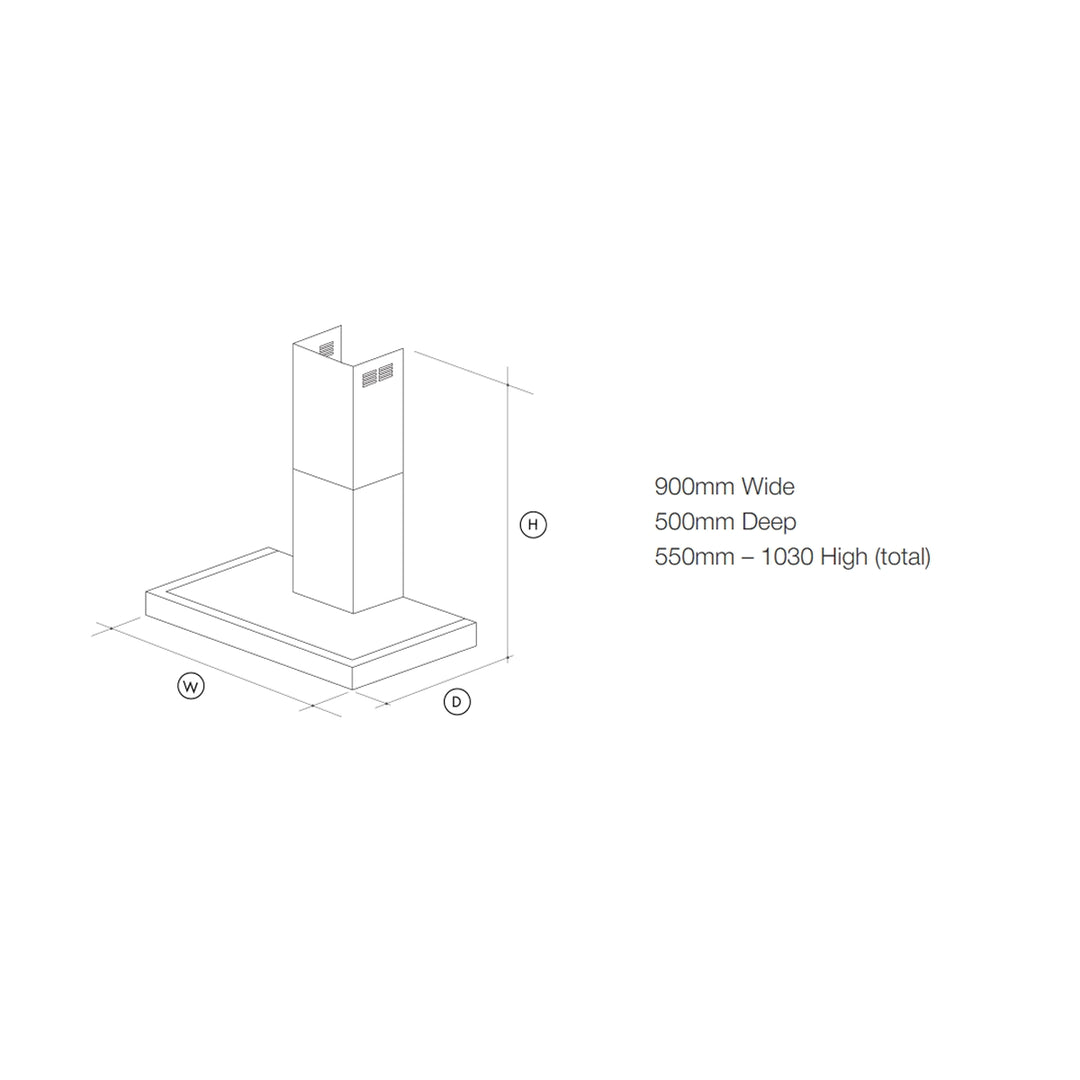 Artusi 90cm 'T' Shape Slim Rangehood ATH901MB - Design 10