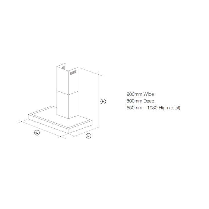 Artusi 90cm 'T' Shape Slim Rangehood ATH901MB - Design 10