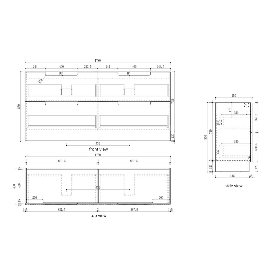 Aulic Lovina Floor Standing Double Vanity - 1800mm - Design 10