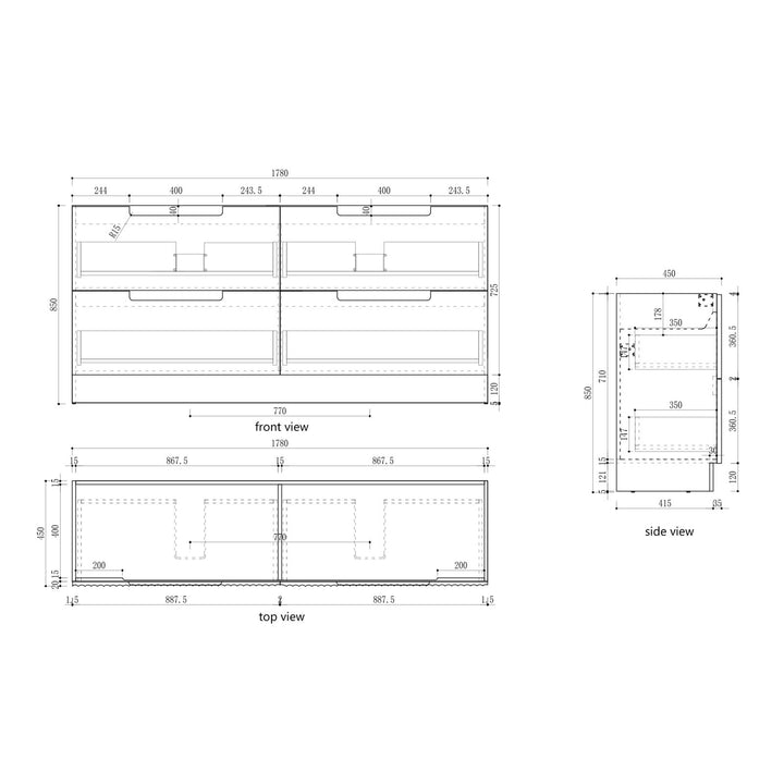 Aulic Lovina Floor Standing Double Vanity - 1800mm - Design 10
