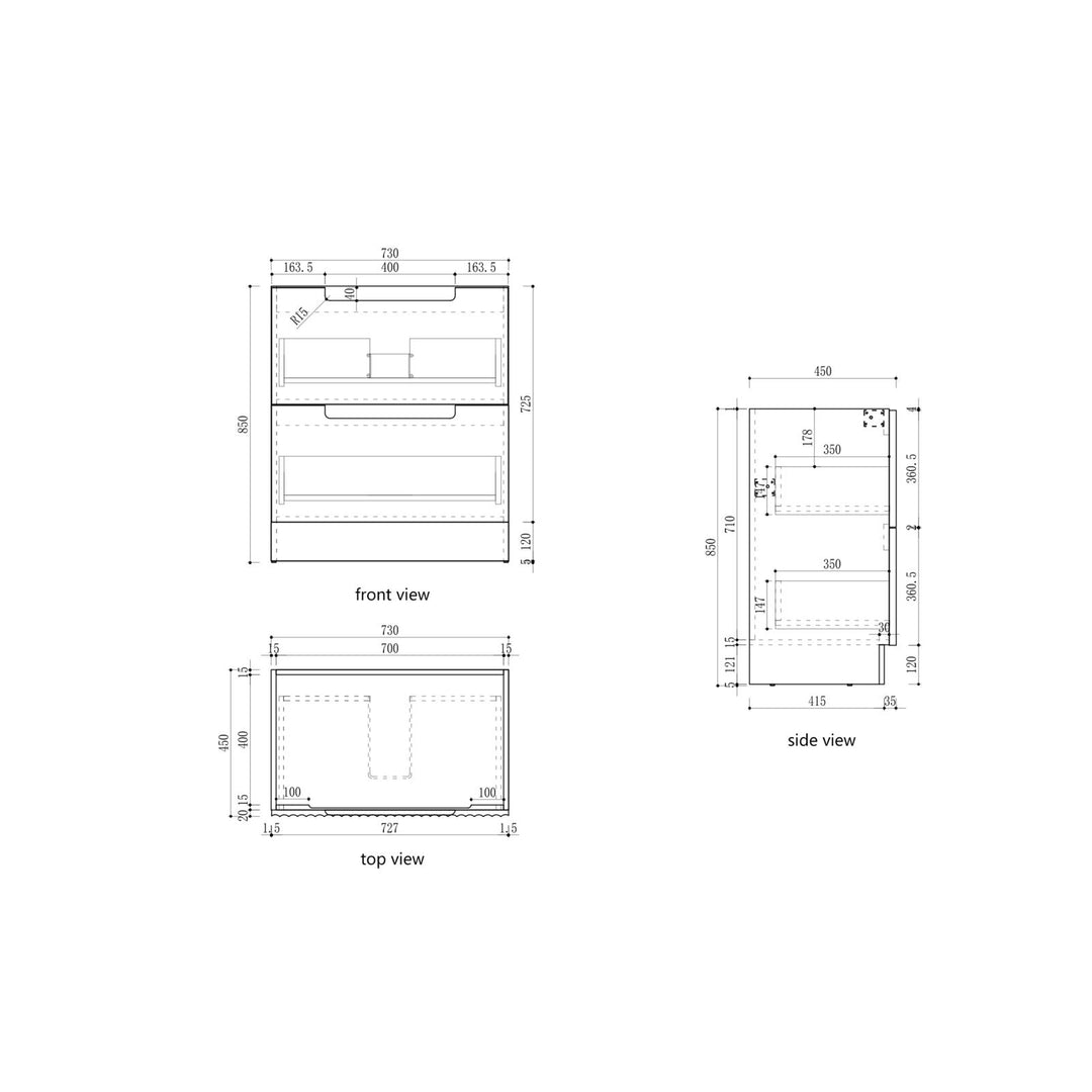 Aulic Lovina Floor Standing Vanity - 750mm - Design 10