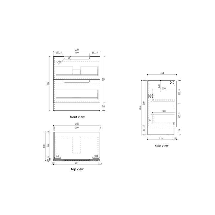 Aulic Lovina Floor Standing Vanity - 750mm - Design 10