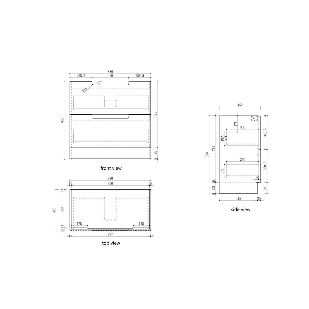 Aulic Lovina Floor Standing Vanity - 900mm - Design 10