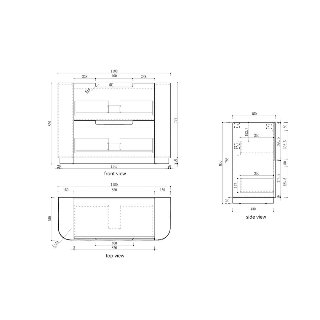Aulic Curva Floor Standing Vanity - 1200mm - Design 10