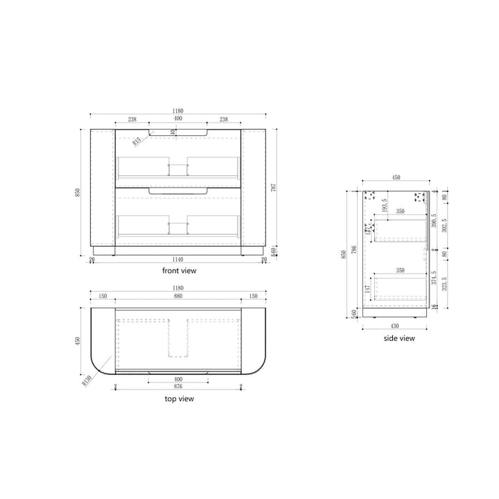 Aulic Curva Floor Standing Vanity - 1200mm - Design 10
