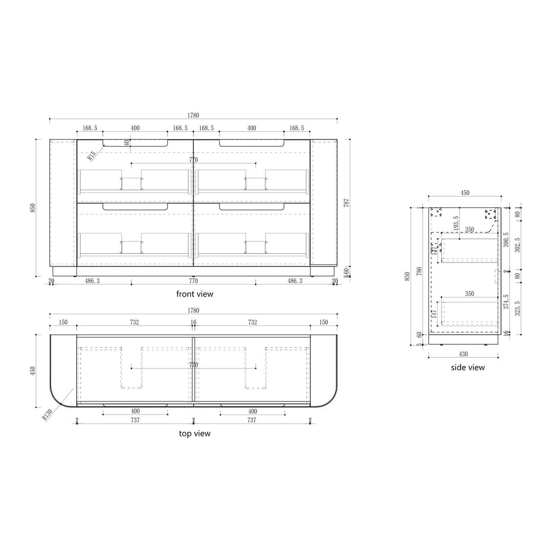 Aulic Curva Floor Standing Double Vanity - 1800mm - Design 10