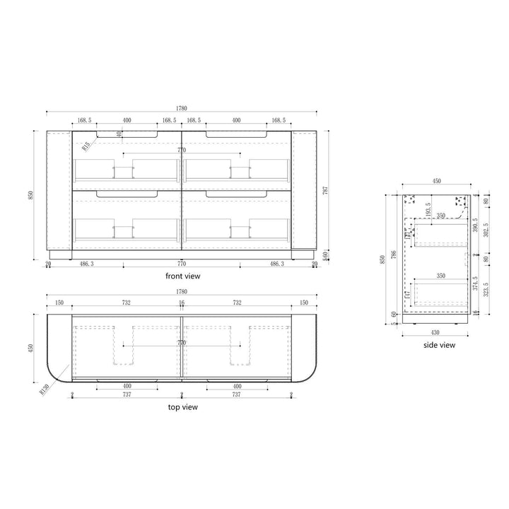 Aulic Curva Floor Standing Double Vanity - 1800mm - Design 10