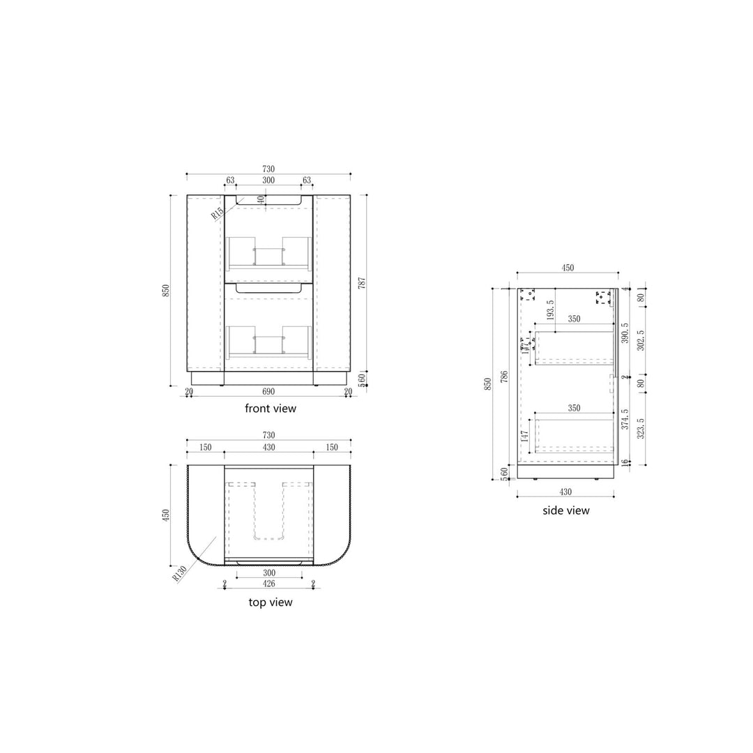 Aulic Curva Floor Standing Vanity - 750mm - Design 10