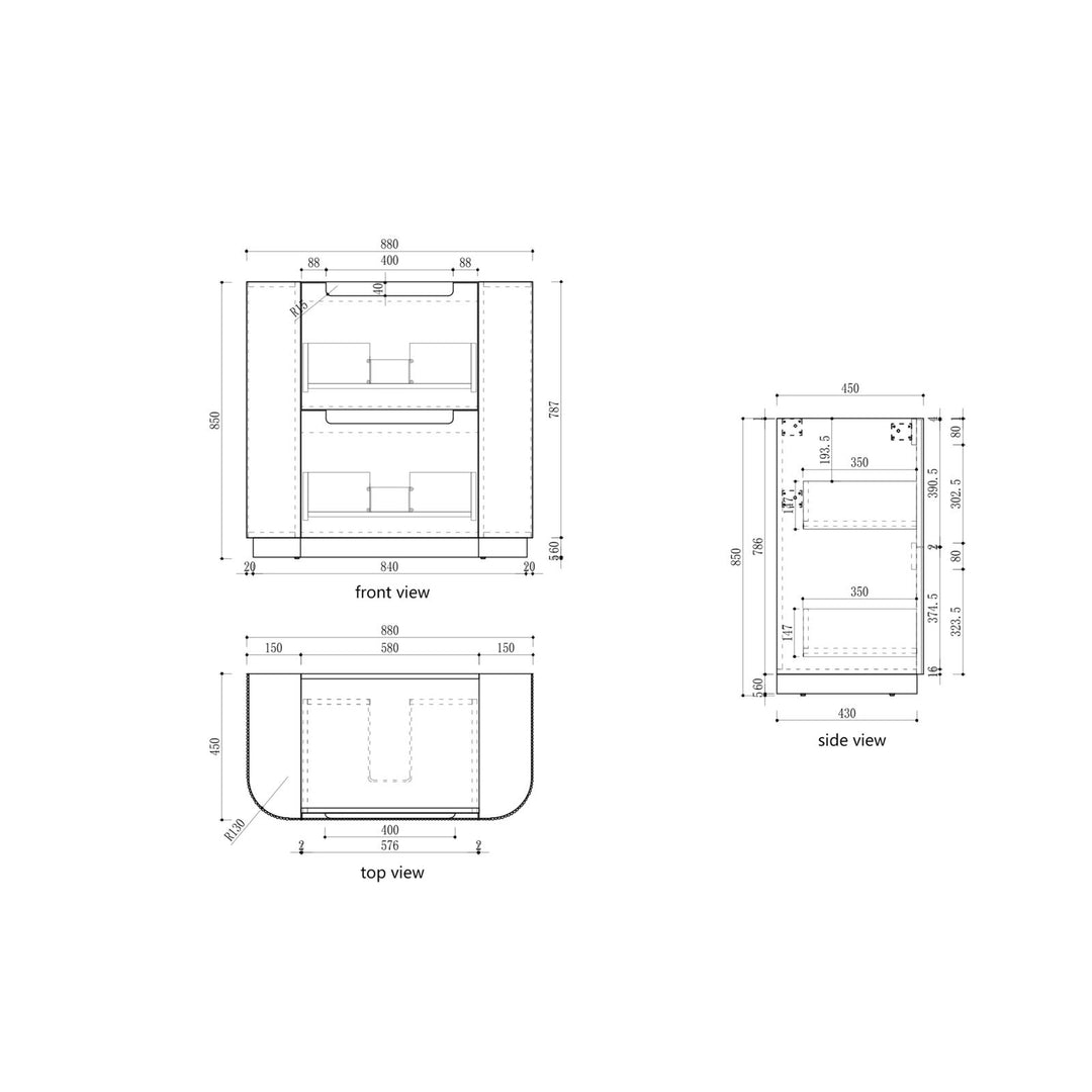 Aulic Curva Floor Standing Vanity - 900mm - Design 10